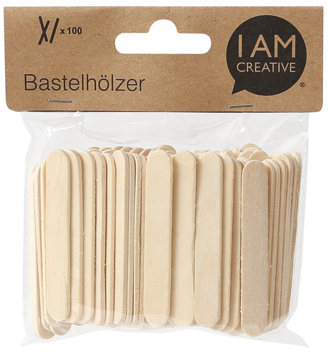 I AM CREATIVE Bastelhlzer 1302.04 natur, 65x10mm, 100 Stck
